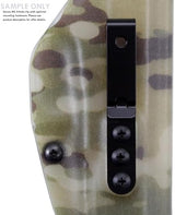 HolsterSmith Universal Metal Belt Clip for Holster Making - (Model 5) - (3-Hole) - (Tactical Black) - (w/SPTHA Mounting Hardware) - (2 Pack)