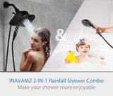Black Shower Heads with Handheld Spray Combo 2.5GPM: 10” Rainfall Shower Head & Detachable Shower Head, 10 Spray Settings Handheld Shower Head with ON/OFF Switch and 15-Stage Filter