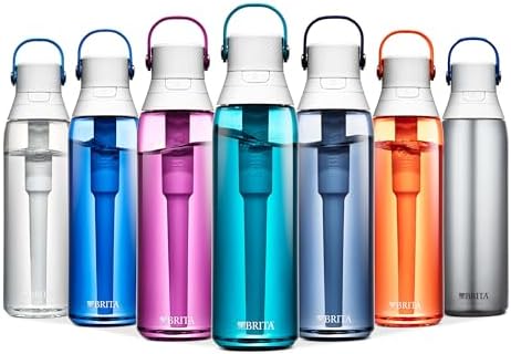 Brita Hard-Sided Plastic Premium Filtering Water Bottle, BPA-Free, Reusable, Replaces 300 Plastic Water Bottles, Filter Lasts 2 Months or 40 Gallons, Includes 1 Filter, Night Sky - 26 oz.