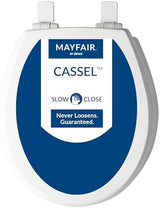 Mayfair Cassel Slow Close Toilet Seat, Easy Clean, Non Slip Premium Wood Seat, Easy Install, Made in USA, Round, White