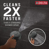 Delta Faucet 5-Setting HydroRain 2-in-1 Dual Shower Head with ProClean Spray, Matte Black Round Shower Head with Hose, Hand Held Shower Head, Matte Black 75419BL