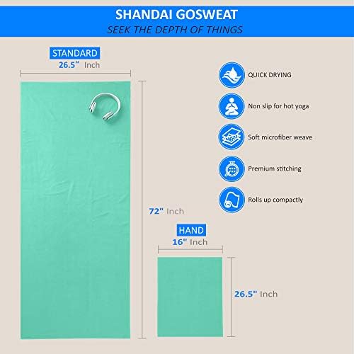 Shandali GoSweat Non-Slip Hot Yoga Towel with Super-Absorbent Soft Suede Microfiber in Many Colors, for Bikram Pilates and Yoga Mats.