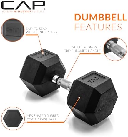 CAP Barbell Coated Dumbbell Weight | Multiple Options Pairs & Sets