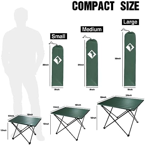 VILLEY Portable Camping Side Table, Ultralight Aluminum Folding Beach Table with Carry Bag for Outdoor Cooking, Picnic, Camp, Boat, Travel
