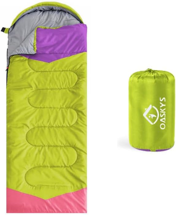oaskys Camping Sleeping Bag - 3 Season Warm & Cool Weather - Summer Spring Fall Lightweight Waterproof for Adults Kids - Camping Gear Equipment, Traveling, and Outdoors