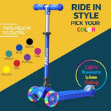Kids Scooter – Children and Toddler 3 Wheel Kick Scooter – LED Wheel Lights Illuminate When Rolling– Adjustable Handlebar – Indoor and Outdoor