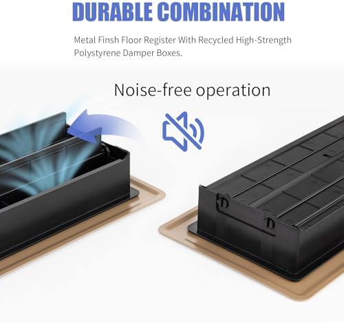 Floor Register 4x10, Brown Floor Vent Covers for Home Floor, Sidewall, Heavy Duty Steel Walkable Floor Grates, Adjustable Air Vent Covers Rust Proof Finish, 4" x 10'' Floor Vent, 6 Pack