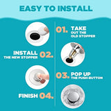 Bathroom Sink Stopper, for 1.1-1.5 Inch Bullet Core Push Type Basin Pop Up Drain Filter, Sink Drain Strainer