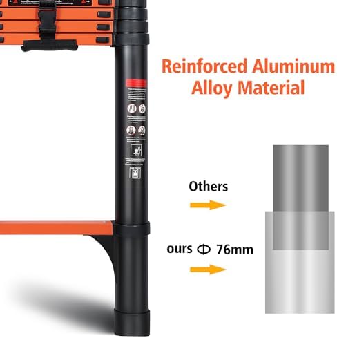 20.3FT Telescoping Ladder, Portable Extension Folding Ladder, Multi-Purpose Compact Telescopic Ladder for Household or Outdoor Work, 330lbs Max Capacity