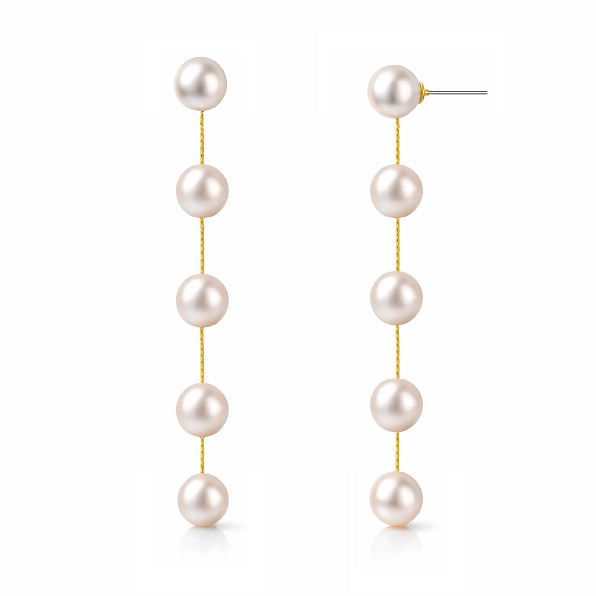 Freshwater Genuine Baroque White Pearl Dangle Earrings for Women