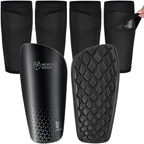 Northdeer Soccer Shin Guards for Kids Adults. Sleeves with Optimized Insert Pocket - Protective Soccer for Boys Girls Men