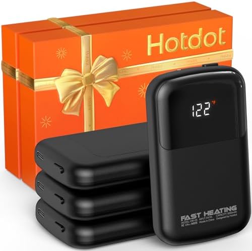 Hand Warmers Rechargeable 2 Pack with Gift Box, Portable Electric Hand Warmer with LED Display Battery and Temperature, Fast Heating, for Men, Women, Hunting Camping