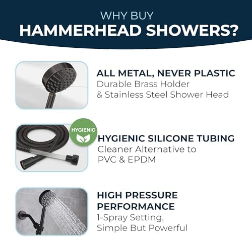 HammerHead Showers® ALL METAL Handheld Shower Head with Hose and Brass Holder - OIL RUBBED BRONZE - 2.5 GPM High Pressure Shower Heads with Adjustable Shower Wand Bracket - 6ft Flexible Extension