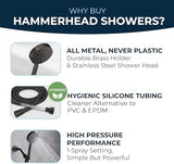 HammerHead Showers® ALL METAL Handheld Shower Head with Hose and Brass Holder - OIL RUBBED BRONZE - 2.5 GPM High Pressure Shower Heads with Adjustable Shower Wand Bracket - 6ft Flexible Extension