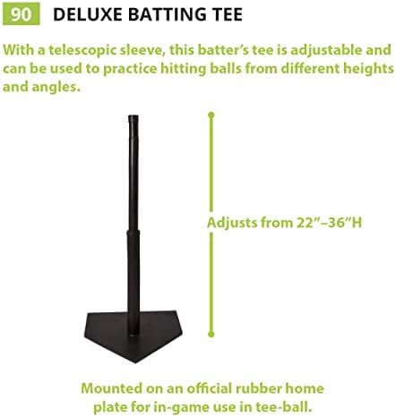 Champion Sports Deluxe Batting Tee – Mounted on Official Home Plate, Adjustable Telescopic Molded Rubber Tee, Multiple Style Options – Singles & Sets Available