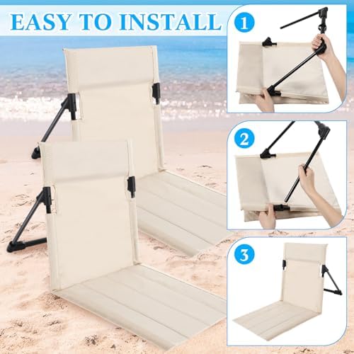 Karenhi 4 Pcs Foldable Pool Chairs Portable Poolside Chairs for Edge of Pool Provides Back Support with Carry Bag Foldable Seat for Poolside Beach Camping Picnic Lawn(Beige)