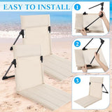 Karenhi 4 Pcs Foldable Pool Chairs Portable Poolside Chairs for Edge of Pool Provides Back Support with Carry Bag Foldable Seat for Poolside Beach Camping Picnic Lawn(Beige)