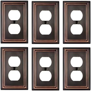 6-Pack Duplex Wall Plates, Aged Bronze Outlet Covers, Metal Electrical Outlet Cover Plates, 3.15''*4.88'', Midsize