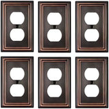6-Pack Duplex Wall Plates, Aged Bronze Outlet Covers, Metal Electrical Outlet Cover Plates, 3.15''*4.88'', Midsize