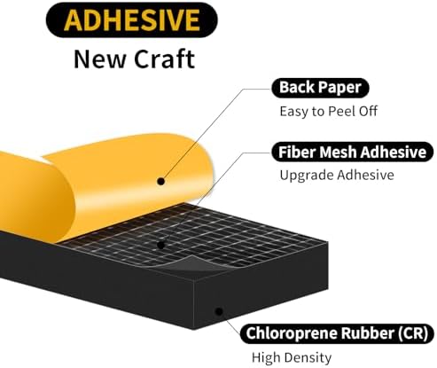 Weather Stripping Door Seal,Weather Stripping,Soundproof,Cold Insulation,High Density CR Foam Insulation Tape for Door, Front Door Frame, Windows,Sliding Door (Black, 1 in x 1/2 in x 13Ft)