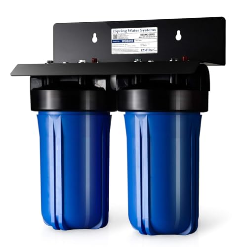 iSpring WGB21B 2-Stage Whole House Water Filtration System, with 10" x 4.5" Sediment CTO(Chlorine, Taste, and Odor) Filter, 1" Inlet/Outlet
