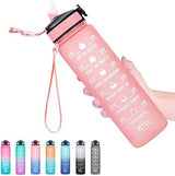 Hyeta 32 oz Water Bottles with Times to Drink and Straw, Motivational Water Bottle with Time Marker, Leakproof, Drinking Sports Water Bottle for Fitness, Gym and Outdoor