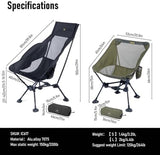iClimb Ultralight Compact Camping Folding Beach Chair with Anti-Sinking Large Feet