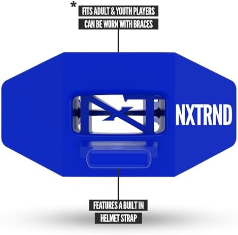 Nxtrnd Two Football Mouth Guard, Football Mouthpiece with Strap, Fits Adult & Youth (Blue)
