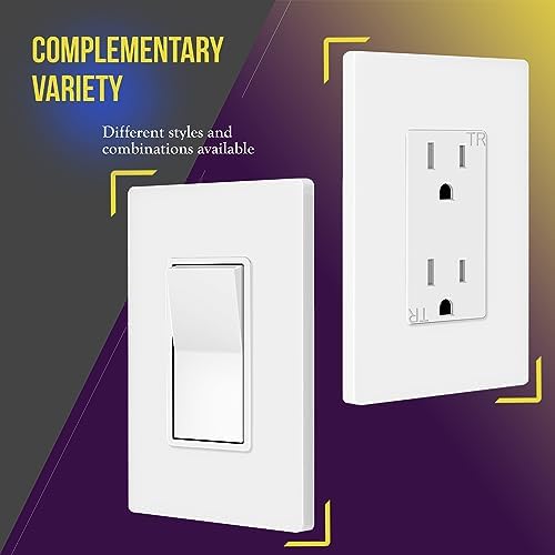 ENERLITES Screwless Decorator Wall Plates Child Safe Outlet Covers, Size 1-Gang 4.68" H x 2.93” L, Unbreakable Polycarbonate Thermoplastic, SI8831-W-40PCS, Glossy, White (40 Pack)