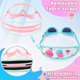 Vvinca Kids Swim Goggles for Age 2-8, Toddler-Goggles with Fabric Strap No Leak Pain-Free, Anti-Fog Goggles for Girls Boys