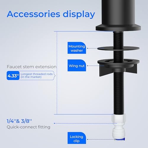 Waterdrop Filtered Water Faucet for Kitchen Sink, Reverse Osmosis, Stainless Steel, Black