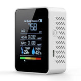 Indoor Air Quality Monitor, 5-in-1 CO2 TVOC HCHO Temperature Humidity Detector, Digital LCD Display