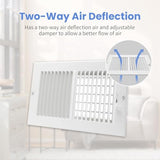 10 x 6 Inch [Duct Opening] Air Vent Covers for Wall or Ceiling - High Airflow 2 Way Steel Ventilation - Adjustable Wall/Ceiling Register, 11-3/4 Inch x 7-3/4 Inch [Overall Dimensions]