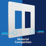 LIDER Matte Finish Double Decorator Switch Cover, Screwless Wall Plate, Mid-Size 2-Gang 4.88" x 4.92", Unbreakable Polycarbonate Thermoplastic, UL Listed, LSWP-32M-W10P, White, 10 pack