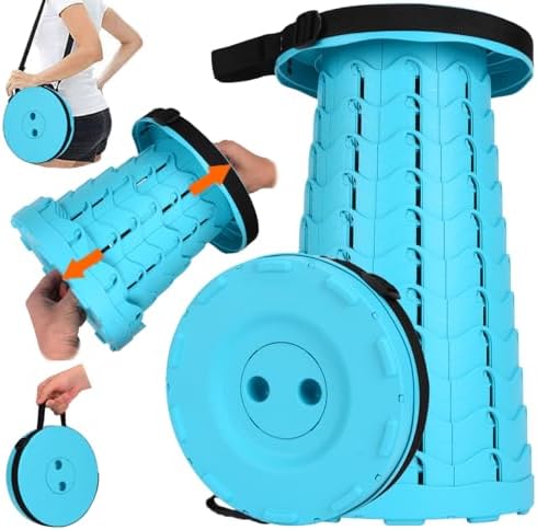 Fishboy Upgraded Collapsible Stool, 400lbs Max Weight, Lightweight But Sturdy, Portable Retractable Folding Telescoping Foldable Camping Stool for Adults Outdoor Fishing Hiking Gardening Travel BBQ