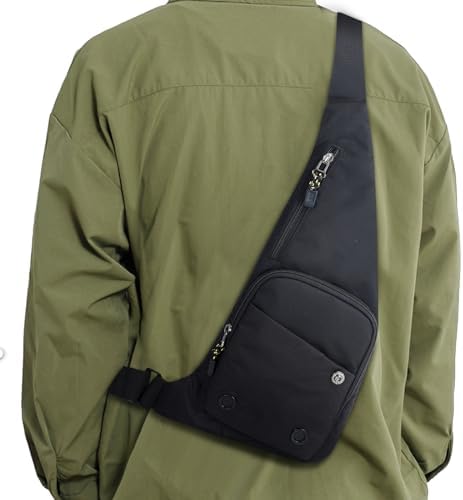 Peicees Sling Bag for Men Women Shoulder Bag Backpack Strap Pockets Chest Bag for Running Hiking Camping Exercise Outdoor