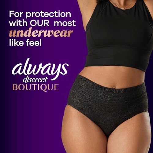 Always Discreet Adult Incontinence Underwear for Women and Postpartum Underwear, Large, Up to 100% Bladder Leak Protection, 76 Count (2 Packs of 38)