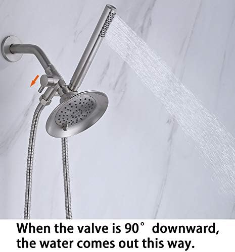 G-Promise Solid Metal Shower Arm Diverter with Holder for Hand Held Showerhead and Fixed Spray Head, G 1/2 3-Way Bathroom Universal Diverter System Replacement Part (Brushed Nickel)