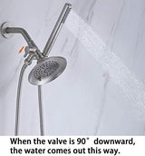 G-Promise Solid Metal Shower Arm Diverter with Holder for Hand Held Showerhead and Fixed Spray Head, G 1/2 3-Way Bathroom Universal Diverter System Replacement Part (Brushed Nickel)