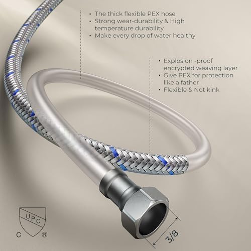 FORIOUS Square Waterfall Matte Black Bathroom Faucets 3 or 2 Hole for 4 Inch Centerset Sink with Metal Pop Up Drain and Hose, Double Handle Operation, Suitable for Vanity RV Restroom Remodel