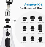 Hibbent Pull Down Spray Head for Kitchen Faucet, 3-Function Kitchen Sink Spray Nozzle with 15 Adapters, Faucet Head Replacement Compatible with Moen, American Standard, Delta, Kohler Faucets, Chrome