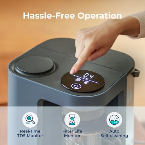 Bluevua RO100ROPOT-Lite(UV) Countertop Reverse Osmosis Water Filter System, 7-Stage Purification with UV and Remineralization, 3:1 Pure to Drain, Portable Water Purifier (Blue)