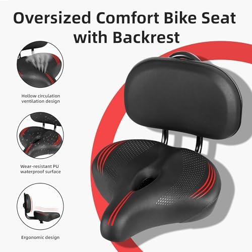 Oversized Bike Seat for Peloton Bike & Bike+, Comfort Seat Cushion Compatible with Peloton, Road or Exercise Bikes, Bicycle Wide Saddle Replacement for Men & Women, Accessories for Peloton