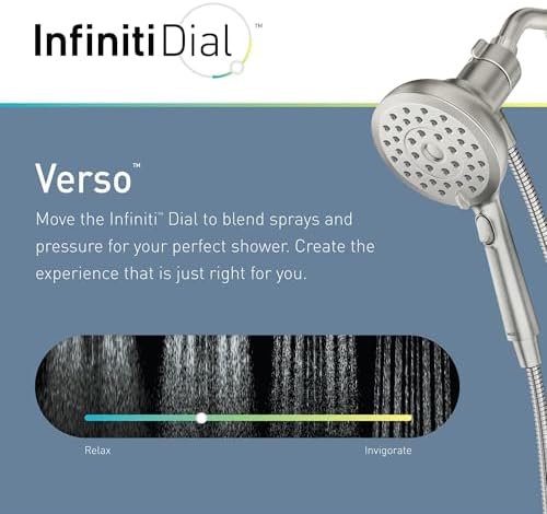Moen Verso Handshower, Detachable Round Shower Head with Magnetix Docking System, 60" Hose, Spot Resist Brushed Nickel, 220H2SRN