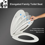 Elongated Toilet Seat with Toddler Seat Built In, Slow Close for Both Child & Adult Seats, Potty Training Seat, No Wiggle and Easy to Install, Detachable Toddler Seat for Longterm Usage, White