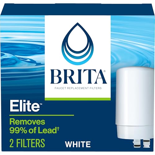 Brita Faucet Mount Water Filter for Sink, Removes 99% of Lead, Elite Filtration System, Includes 2 Replacement Filters, White