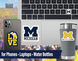 Michigan Wolverines Stickers (14 Piece) University of Michigan Gifts for Men Football Fans for Car Laptop Water Bottle + 2 Large UofM Car Decals, 10 Water Bottle Size, 2 Keyboard Size
