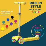 Kids Scooter – Children and Toddler 3 Wheel Kick Scooter – LED Wheel Lights Illuminate When Rolling– Adjustable Handlebar – Indoor and Outdoor