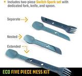 UCO Recycled ECO 5-Piece Camping Mess Kit with Bowl, Plate, Switch Spork Utensil Set