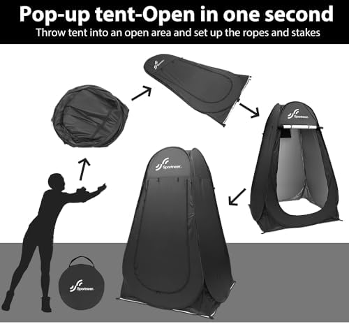 Sportneer Pop Up Privacy Shower Tent, Portable Changing Room Pop Up Changing Tent 75inches x 47inches x 47inches Shower Tent with Carry Bag for Camping & Beach, Easy Set Up, Foldable